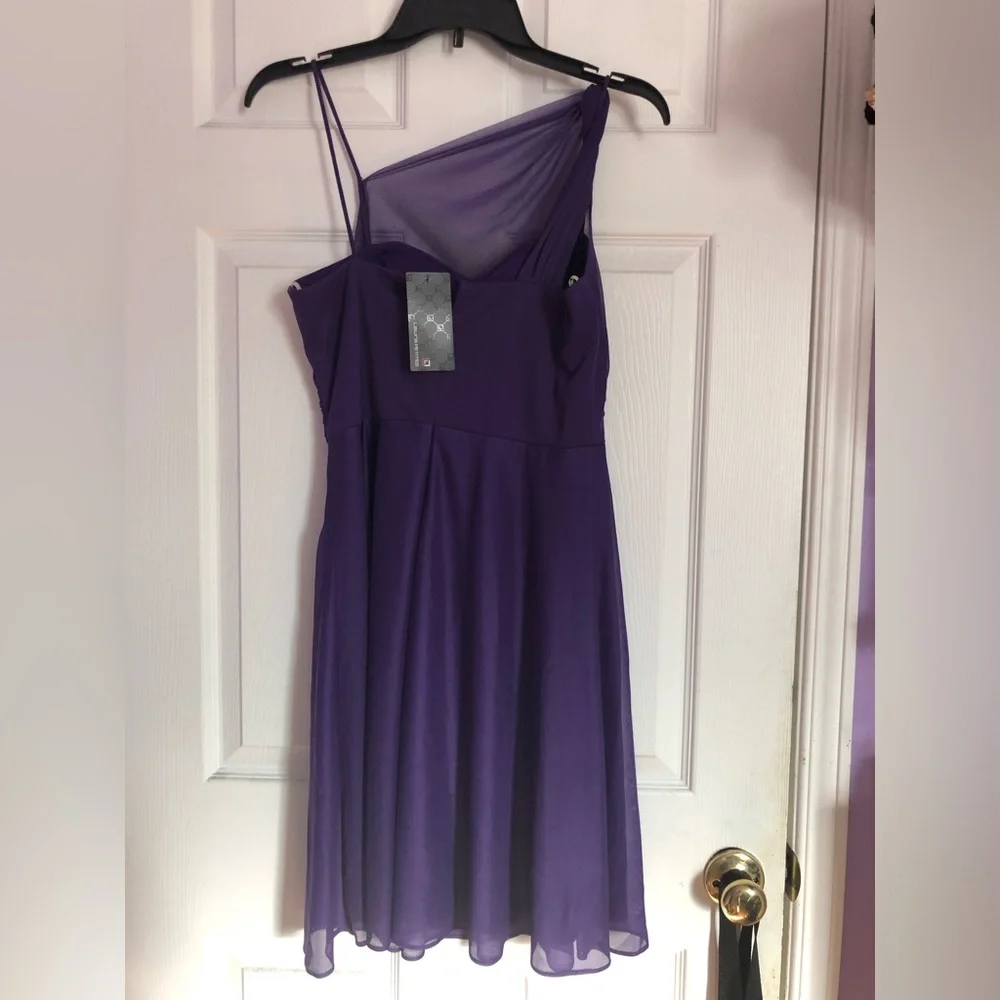 Purple One Shoulder Dress Laura Petites - Picture 2 of 6